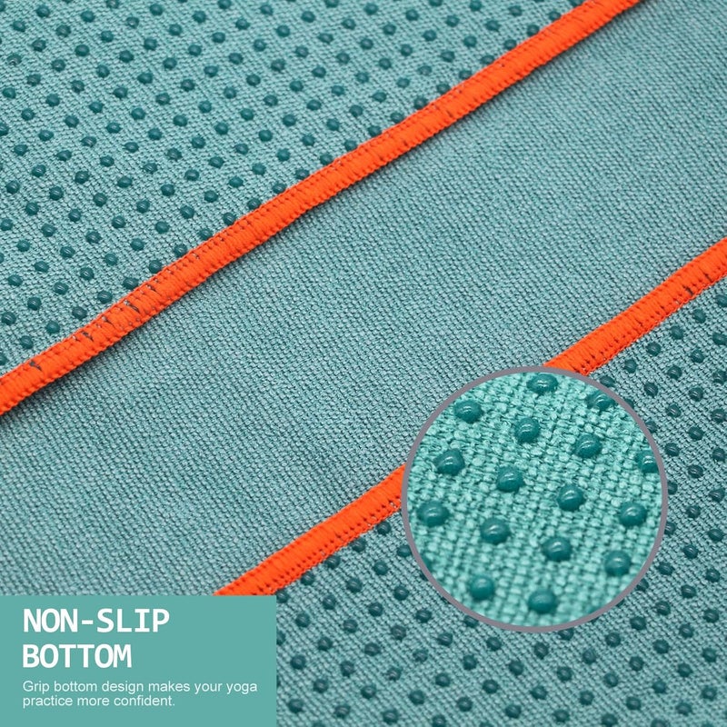 Eunzel 2 Pack Hot Yoga Towel with Grip Dot, Non Slip Yoga Mat Towe Sweat Absorbent Towel for Hot Yoga,Bikram, Pilates and Fitness 72" x 24", Dark Cyan/Steel Blue - Image 3